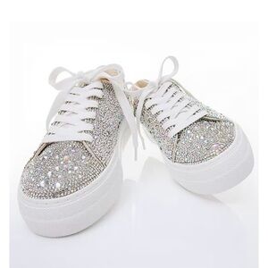 Betsey Johnson Silver Sparkle Sneakers